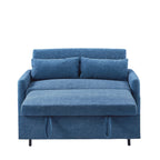 Modern 2 Seat Couch, Microfiber Pull Out Sleep Sofa Bed wih Adjsutable Backrest, Storage Pockets, 2 Soft Pillows, USB Ports