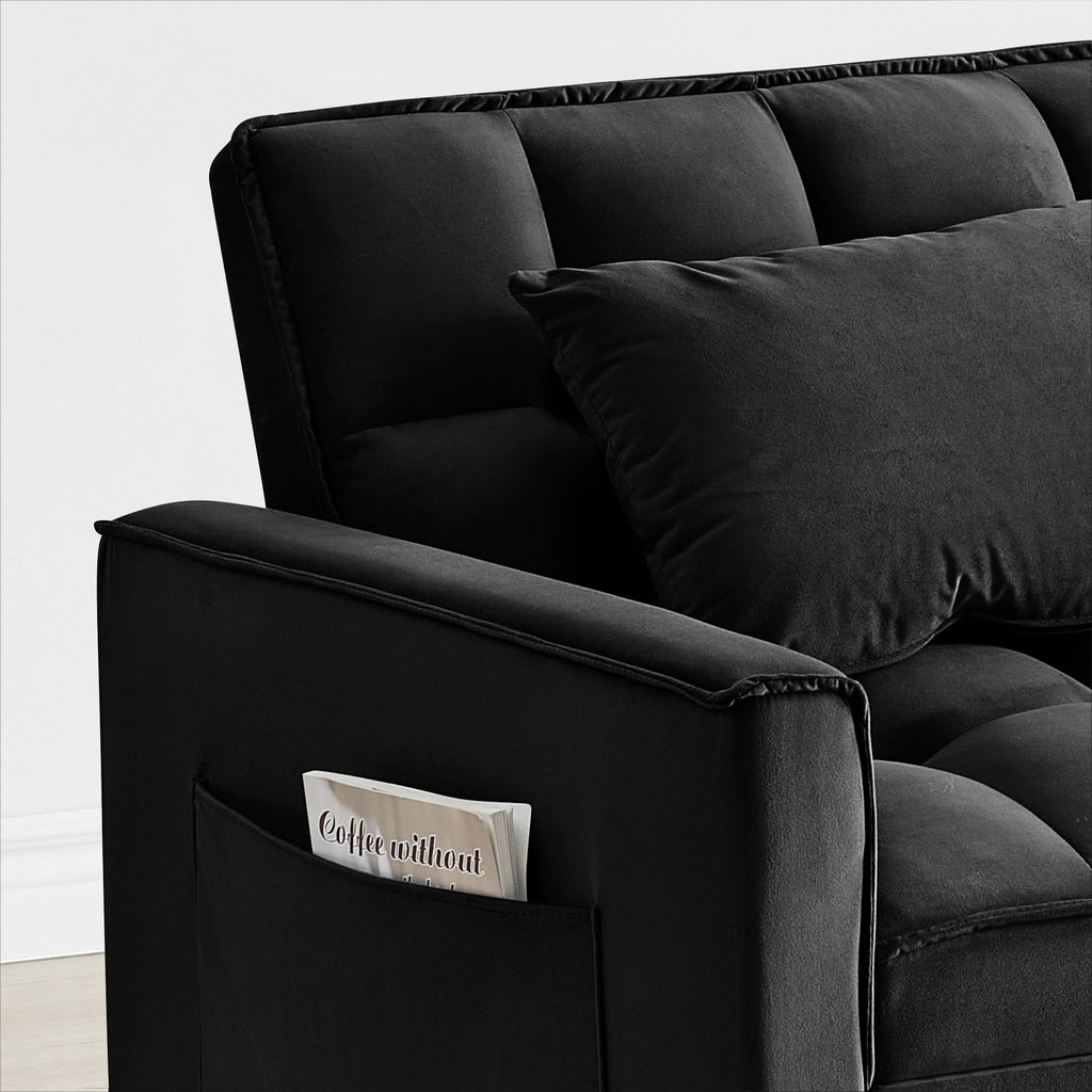 Modern 70.86 3 in 1 Single Convertible Sofa Bed with Adjustable Back and Moving Wheel for Living Room