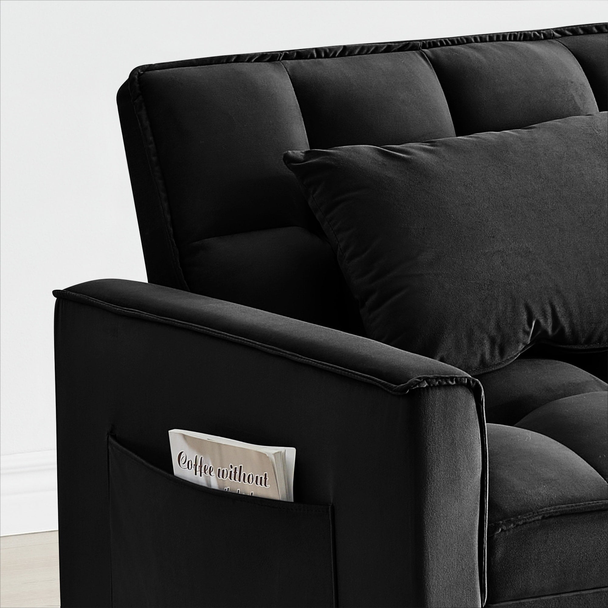Modern 70.86 3 in 1 Single Convertible Sofa Bed with Adjustable Back and Moving Wheel for Living Room