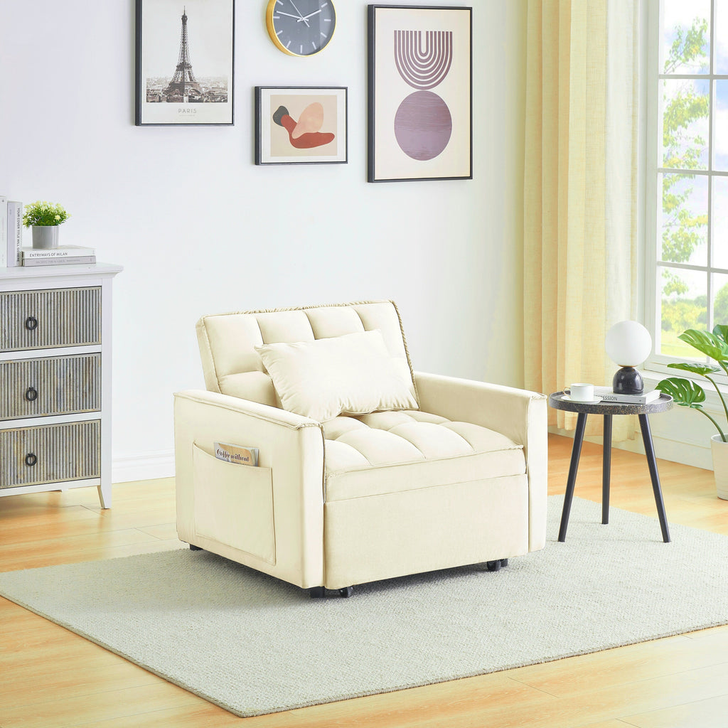 Modern 70.86 3 in 1 Single Convertible Sofa Bed with Adjustable Back and Moving Wheel for Living Room