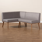 Odessa Grey Fabric and Walnut Wood 2-PC Dining Nook Banquette Set