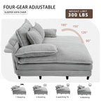 Oversized Chaise Lounge Fluffy Corduroy Sofa Bed Adjustable