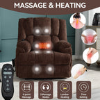 Oversized Chenille Power Lift Recliner Chair with Massage and Lumbar Heating, Infinite Position Reclining