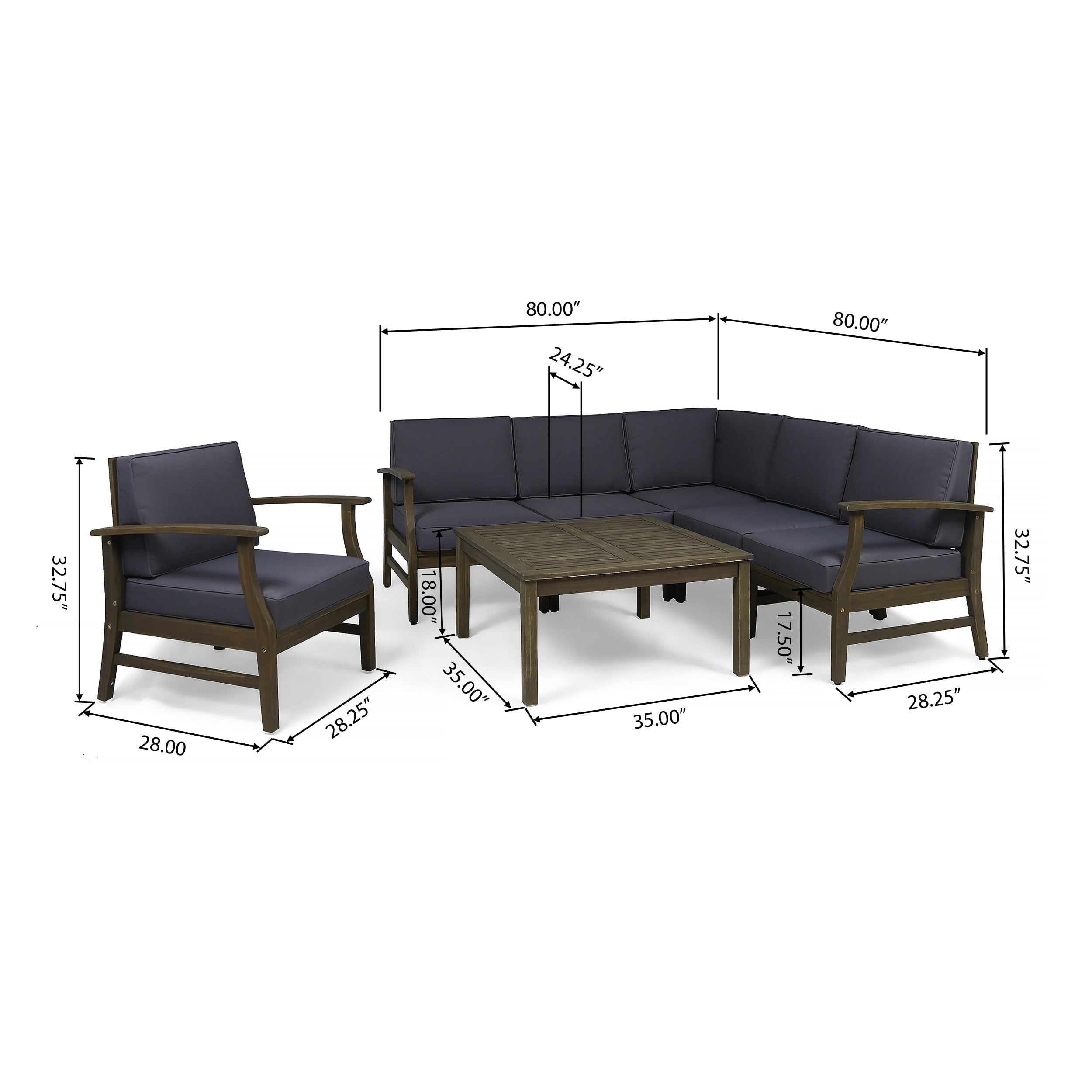 Perla Outdoor 7-piece Acacia Wood Sofa Set with Cushion by Christopher Knight Home