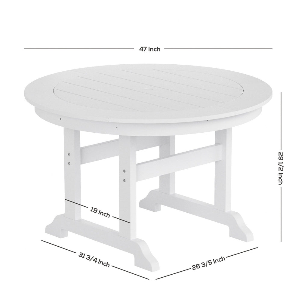 Polytrends Laguna Hdpe All Weather Outdoor Patio Dining Set with Round Table, Armchairs (5-Piece Set)