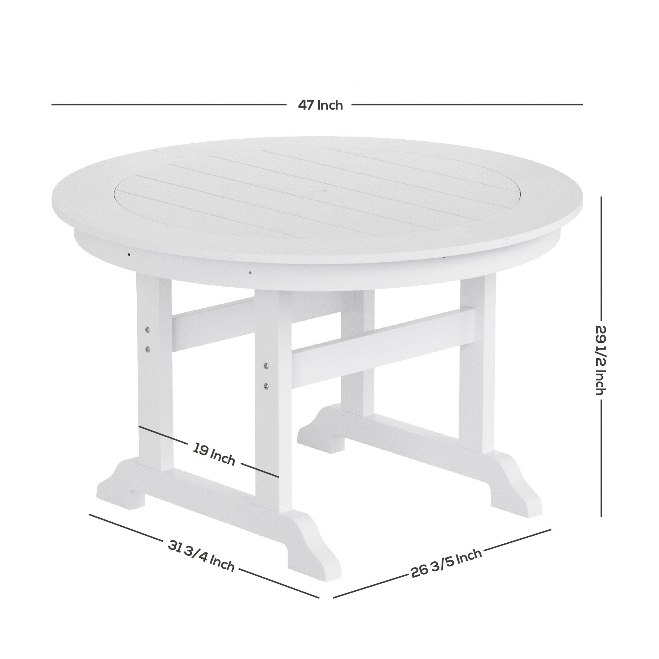 Polytrends Laguna Hdpe All Weather Outdoor Patio Dining Set with Round Table, Armchairs (5-Piece Set)