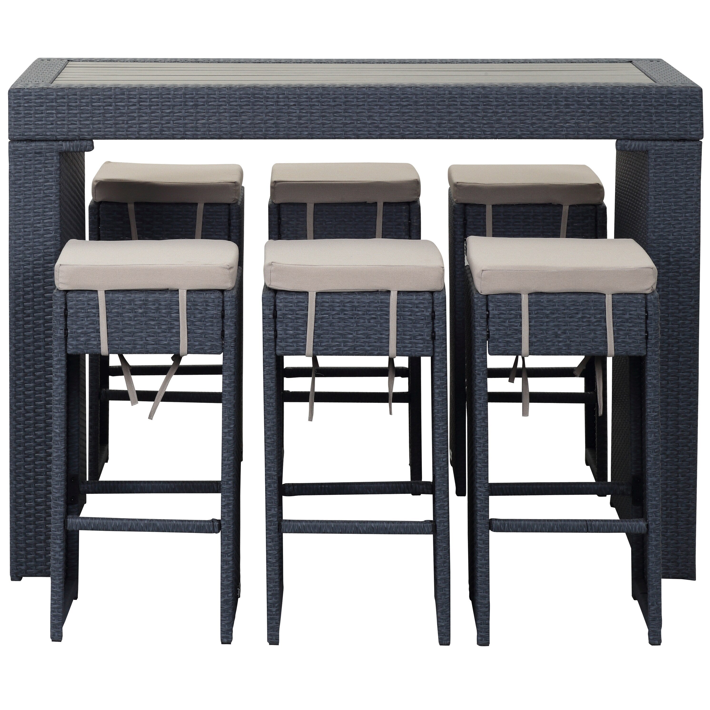 SAFAVIEH Outdoor Euda Bar Set (7-Piece) - 29Wx59Dx42H