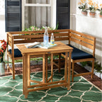 SAFAVIEH Outdoor Kenna 3-Piece Balcony Corner Lounge Set - 39Wx19Dx33H