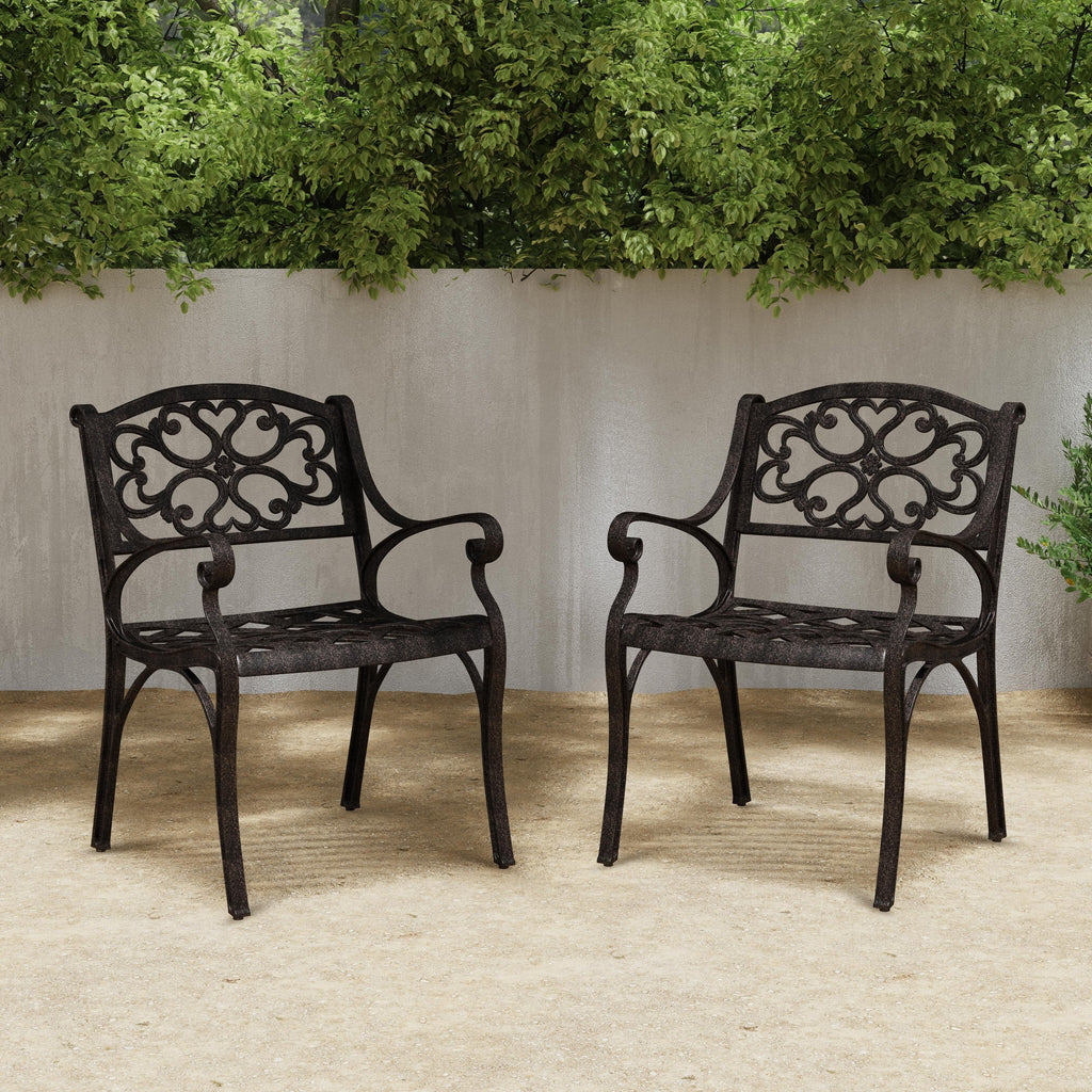 Sanibel Bronze Aluminum 7- Piece Outdoor Dining Set with 72 Oval Dining Table and Six Armchairs by Homestyles
