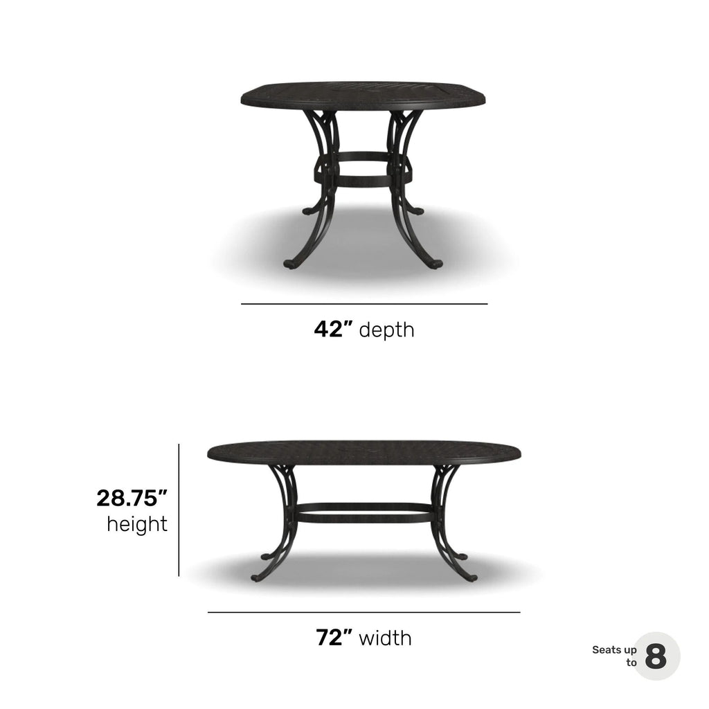 Sanibel Bronze Aluminum 7- Piece Outdoor Dining Set with 72 Oval Dining Table and Six Armchairs by Homestyles