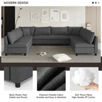 Sectional Sofa,Reversible U Shaped Chenille Couch Set,Free Combination,Oversized 8 Seat Convertible Sofa