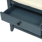 Shoe Rack with Cushioned Seat and Drawers, Multipurpose Storage Bench, Antique Navy - 39L x 14W x 19.8H