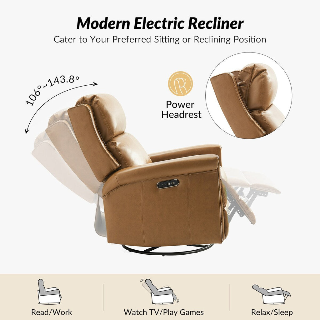 Tobias Traditional Swivel And Rocker Power Recliner Set of 2 by HULALA HOME