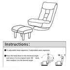 Upholstered Armless Recliner Set with Ottoman and Adjustable Headrest