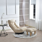 Upholstered Armless Recliner Set with Ottoman and Adjustable Headrest