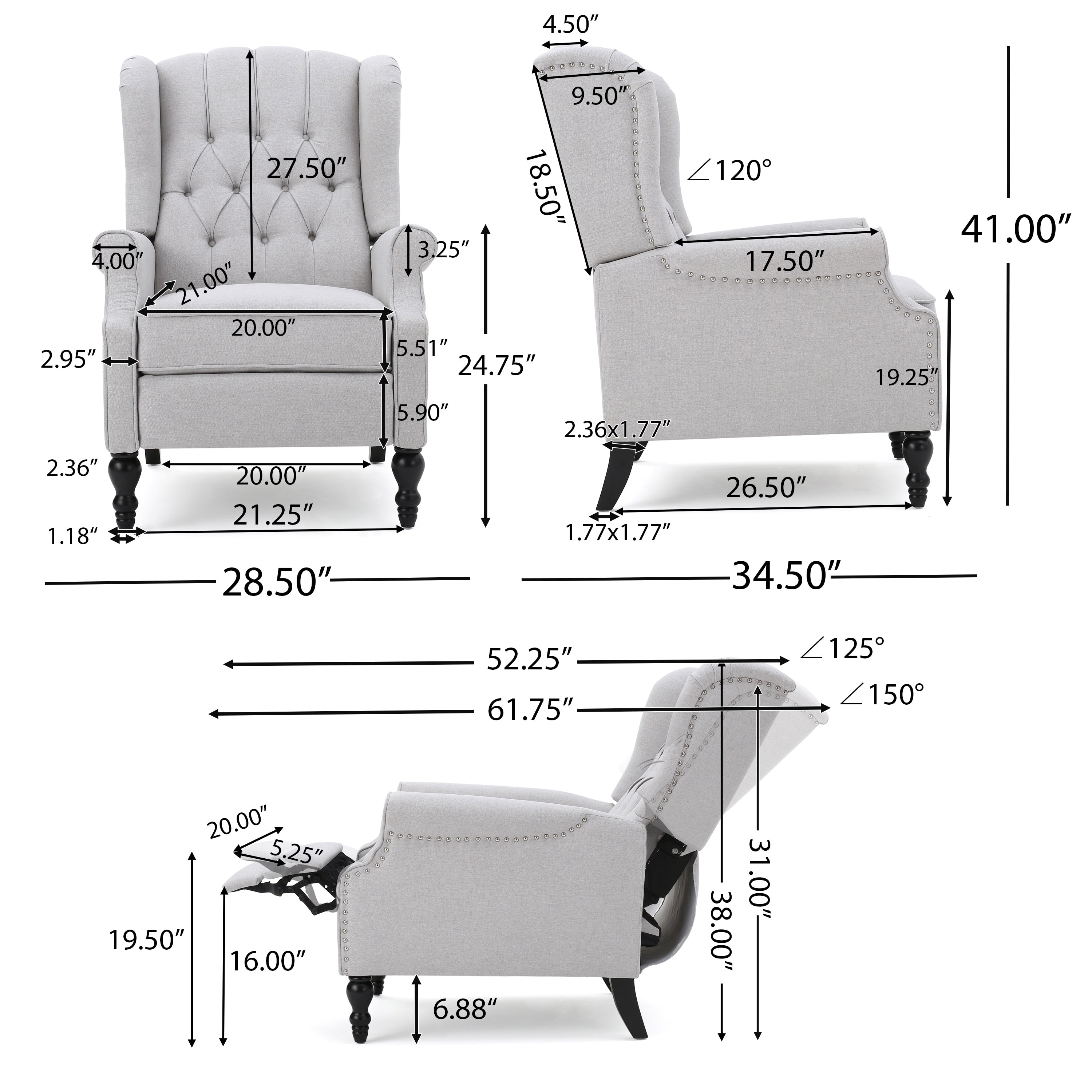 Walter Tufted Fabric Recliners (Set of 2) by Christopher Knight Home