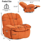 XINMICS Swivel Power Recliner Chair, Massage Rocker Recliners with Heated ,USB, USB-C and Side Pocket